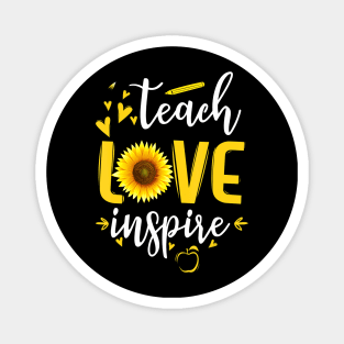 Teach Love Inspire Cute Sunflower Teacher Appreciation Gift T-Shirt Magnet